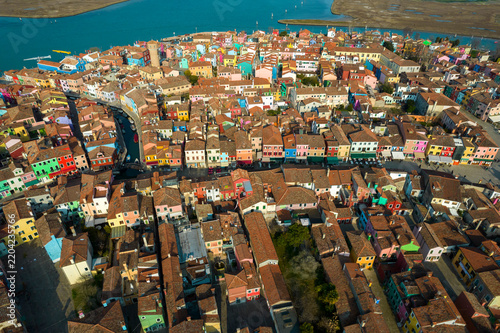 Foto Aerial view of Burano, Venice, Veneto, Italy, Europe.