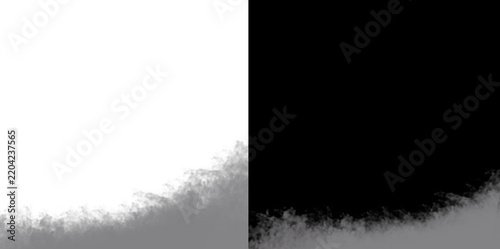 White smoke cloud rising on transparent and black backgrounds for abstract effects.