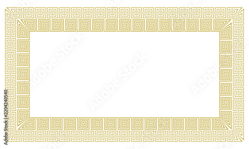 Gold rectangular Greek-style frame on a white background.