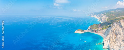 Coast of Lefkada with famous Porto Katsiki beach