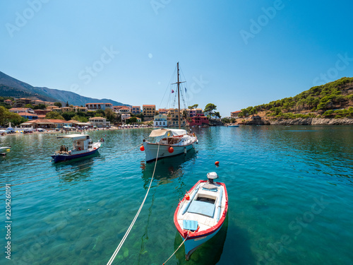 Famous town of Assos, Kefalonia, Greece, in summer