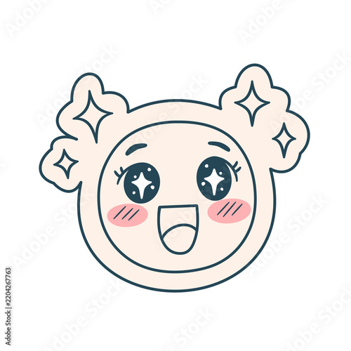 Fotografie Cute Excited Starry Eyed Face Sticker with Sparkles Vector
