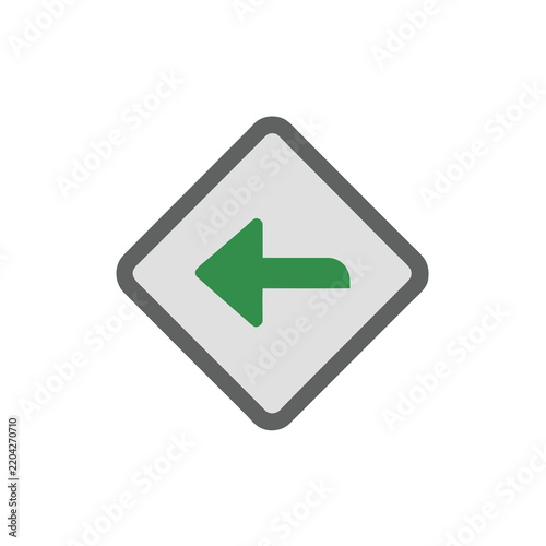 Green arrow pointing left on a diamond sign