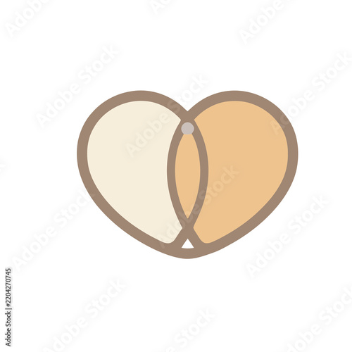 Stylized heart shape formed by two overlapping lobes