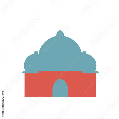 Stylized building with dome and arch