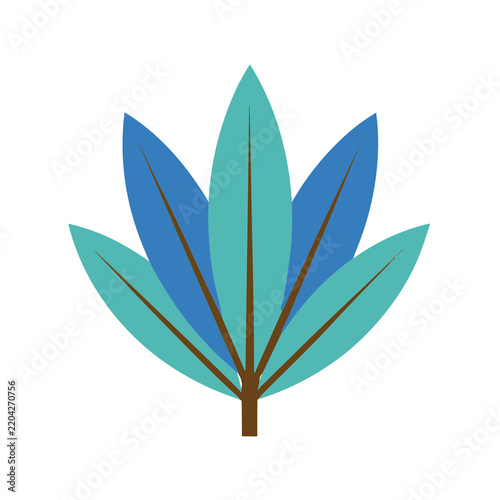 Stylized plant with blue and teal leaves