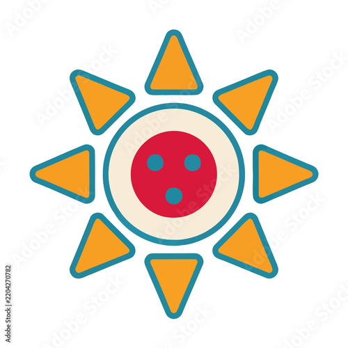 Stylized sun icon with face