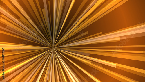 Obraz na plátně Abstract background, with golden light, rays and beams, radiating from a, centra
