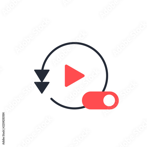 Autoplay Video Icon With Circular Arrow And Toggle