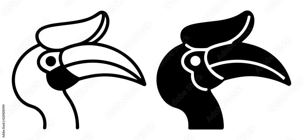 Obraz premium toucan bird head outline and silhouette vector illustration on transparent background