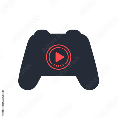 Video Game Controller Icon With Central Play Button