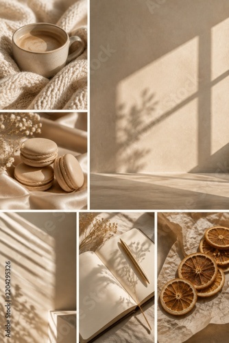 Warm Tones and Cozy Items on Display With Food and Drink