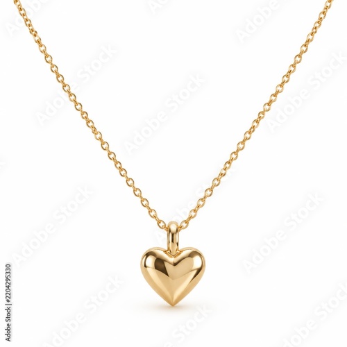 Gold Heart Pendant Necklace on a Simple Chain