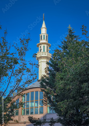 Mosque minaret. Haci Bekir Kilic Camii. Tekirdag, Corlu. Turkey.
