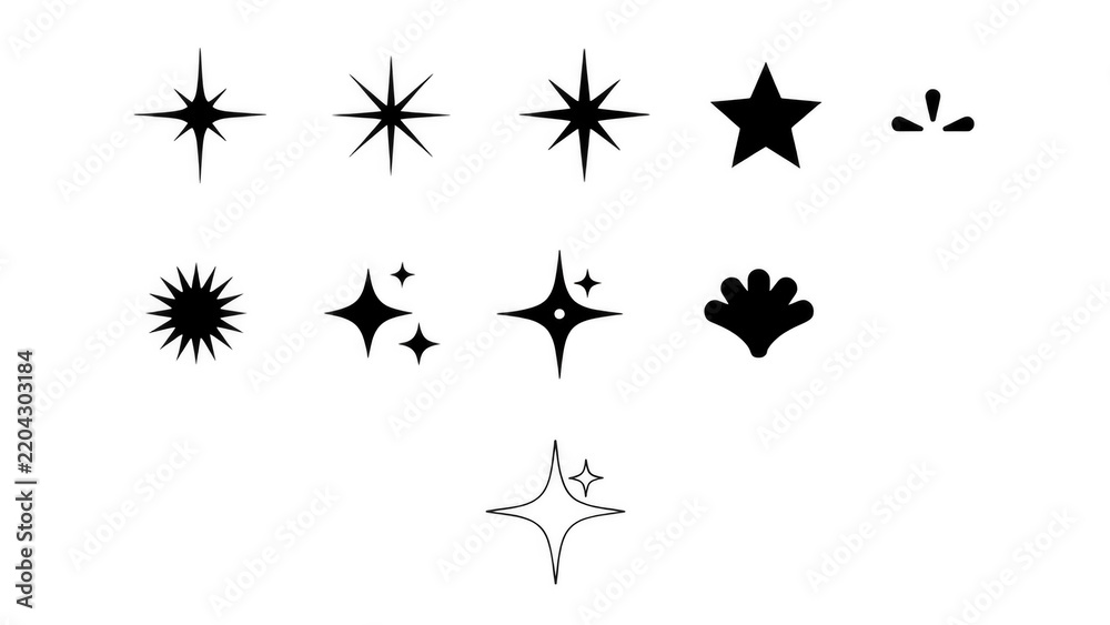 Fototapeta premium Collection of starburst and sparkle graphic elements for design projects isolated on transparent background