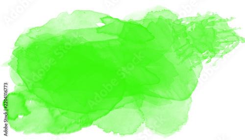 Neon green watercolor brush stroke texture splash isolated on transparent background png