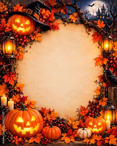 Halloween Pumpkin Frame with Copy Space