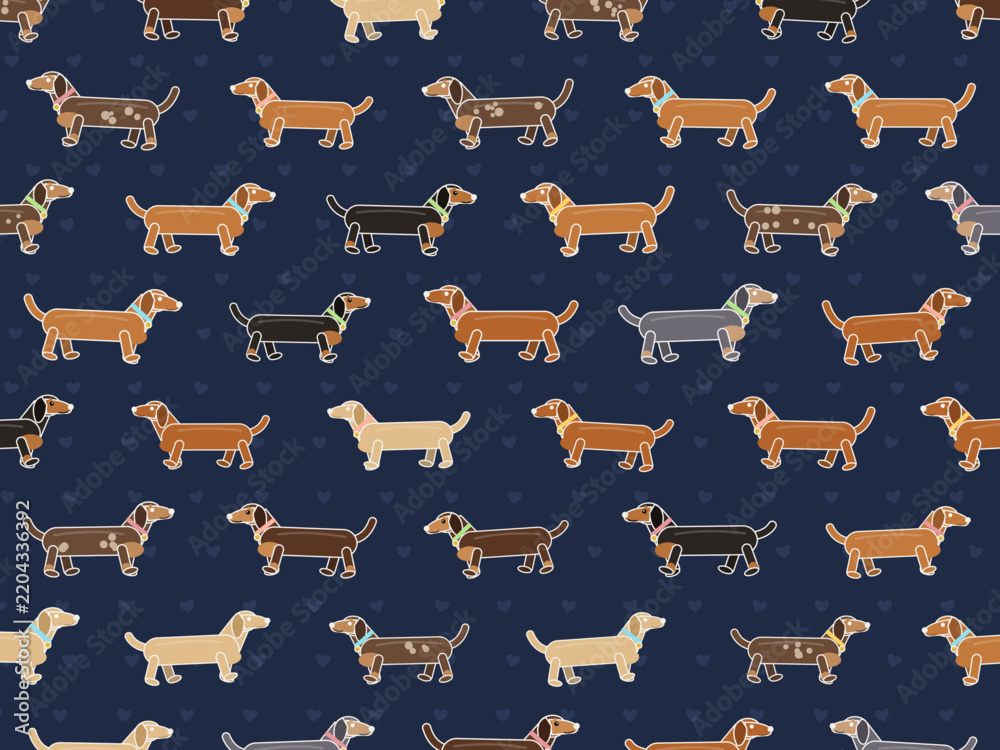 Fototapeta premium Cartoon Dachshunds Pet Shop Background Vector Illustration