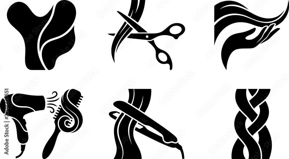 Obraz premium Hair salon icons for beauty treatments and styling services