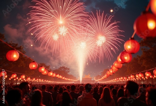 Explosive New Year Countdown Party Visuals Sparkling Rainbow Lights and Dynamic Firework Display