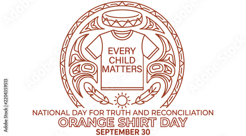 Orange shirt with indigenous artwork represents national truth and reconciliation day