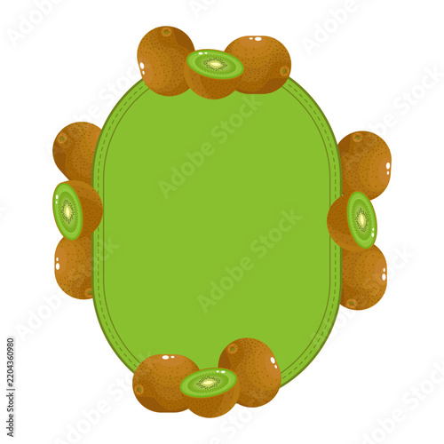 Kiwi fruit frame with copy space for organic grocery store design