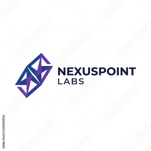 Nexuspoint Labs Modern Corporate Logo Design with Abstract Geometric Purple Shapes on White Background