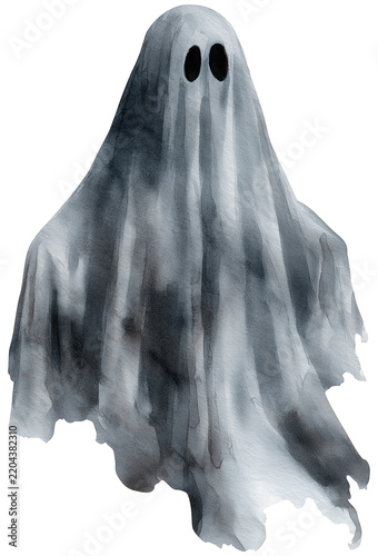Water color illustration of Ghost for Halloween on transparent background