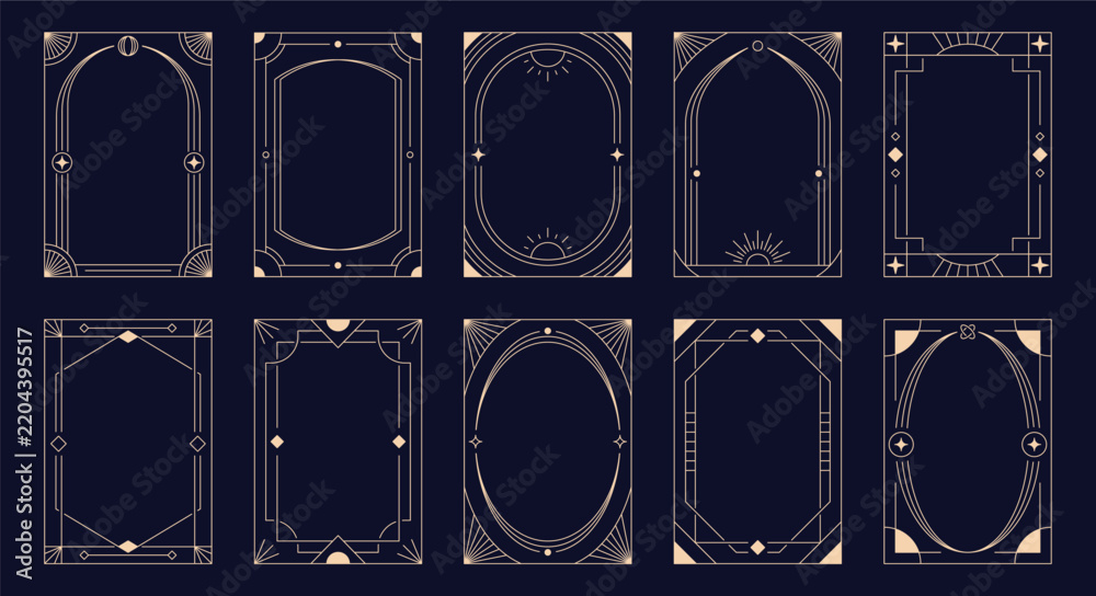Obraz premium Celestial Frame Art Deco Border Set Line Art
