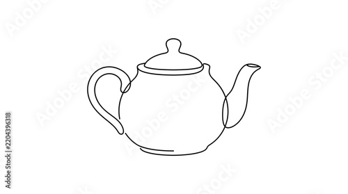 Teapot continuous line drawing vector design