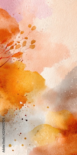 Warm autumn watercolor background with earth tones and subtle texture
