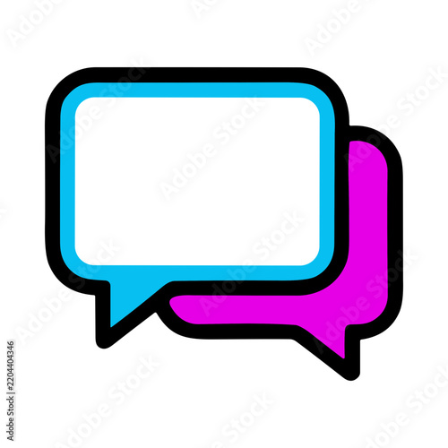 Two Speech Bubbles Overlapping Communication Concept Blue and Pink