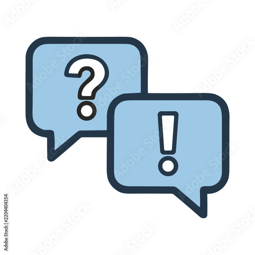 Two Speech Bubbles Representing Questions and Answers in Communication