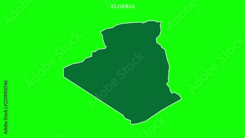 Algeria world map outline stroke to solid fill animation
