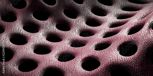 Dark porous material texture with rounded holes