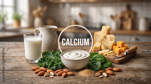 Rich calcium sources including dairy milk cheese yogurt and greens
