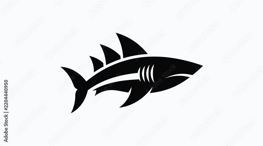 Fototapeta premium Shark Graphic Vector Illustration with Aggressive Fins and Teeth Design
