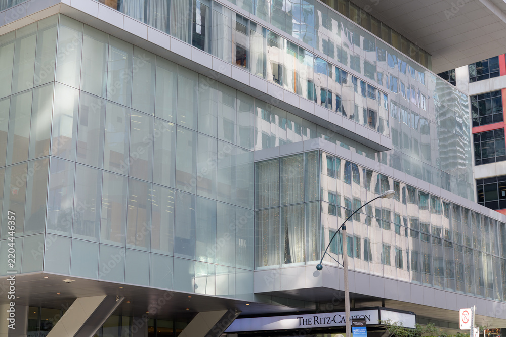Obraz premium exterior building facade and sign of The Ritz-Carlton, Toronto, a hotel, located at 181 Wellington Street West