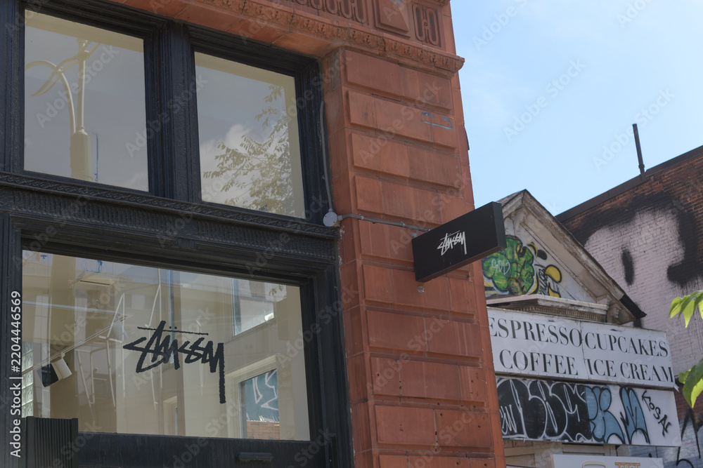 Obraz premium exterior building facade and signage at Stüssy, a clothing store, located at 241 Spadina Av, Toronto