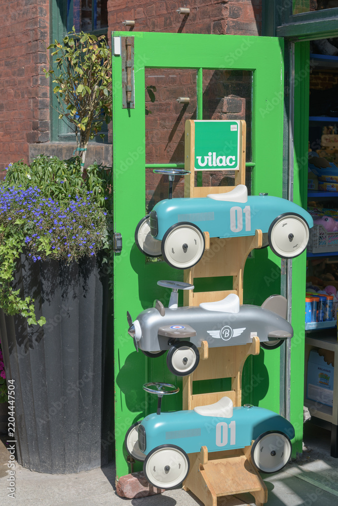 Obraz premium Vilac display with classic wooden toys at The Distillery Historic District, Toronto