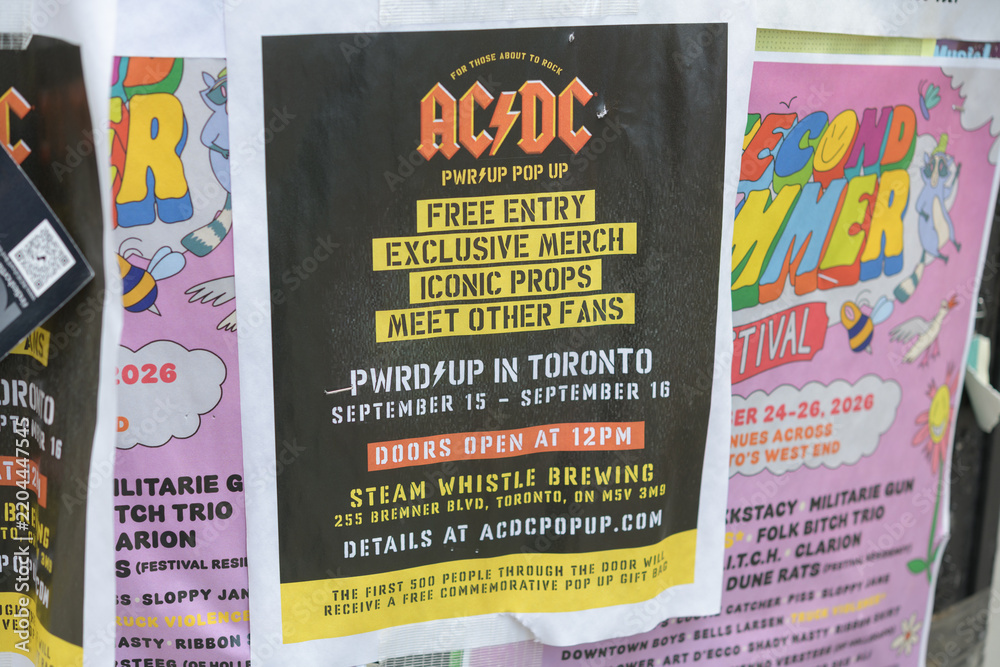 Obraz premium street posters in Toronto (AC/DC PWR UP POP UP at Steam Whistle Brewing)