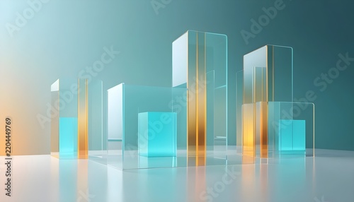 Modern Abstract Transparent Glass Pedestal Podium Stand Background For Product Presentation Stage