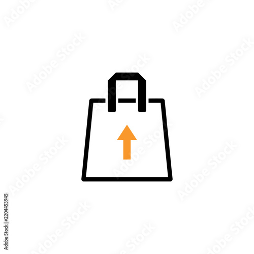 Shopping bag icon with an upward arrow inside representing delivery or upload services PNG Isolated on transparent background