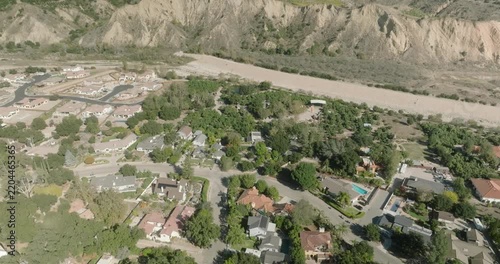 Aerial View of Riverbed at Neighborhood Edge