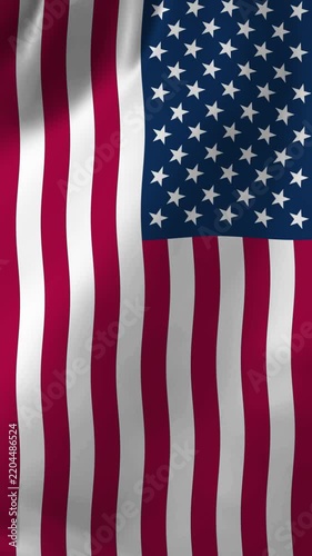 Vertical Waving American Flag in 4K, United States