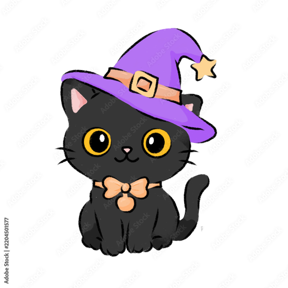 Fototapeta premium halloween cat with hat