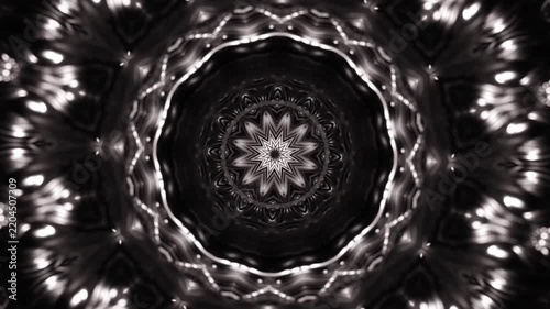 Abstract Black and White Kaleidoscope Mandala with Hypnotic Geometric Symmetry