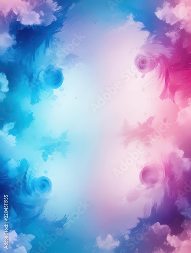 Soft pink and blue swirling patterns on a white background