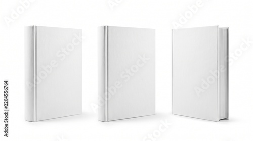 Three Blank White Hardcover Books Mockup Set for Professional Book Cover Branding and Design