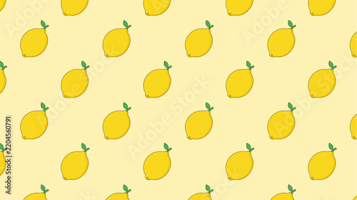 Seamless Pattern of Yellow Lemons on a Light Yellow Background.